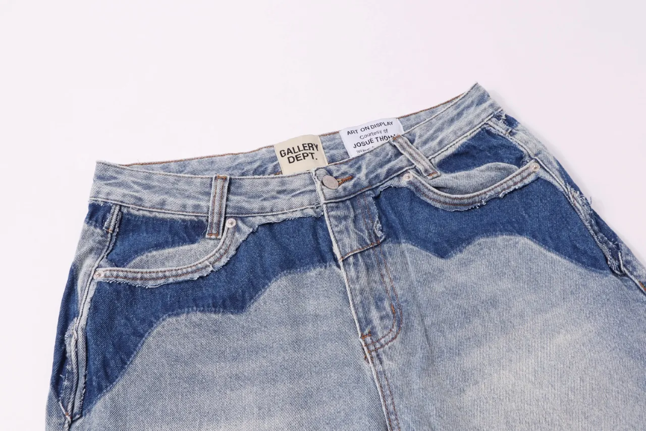 665#Gallery Dept new style washed blue heavy-duty splicing bootcut jeans American high street casual trousers washed blue S~XL p300